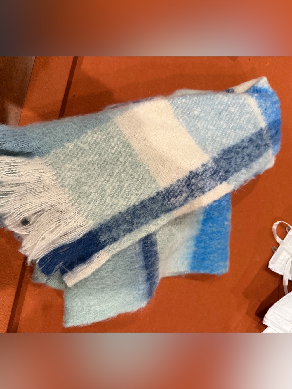 Light Blue and Navy Plaid Cozy Scarf